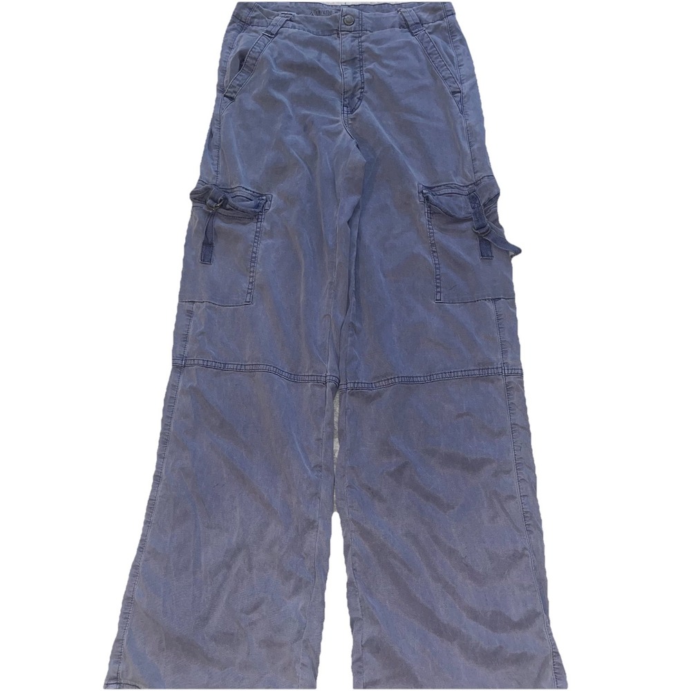American Eagle Cargo Pants Women 4 Blue Super High Rise Baggy Wide Leg Y2K